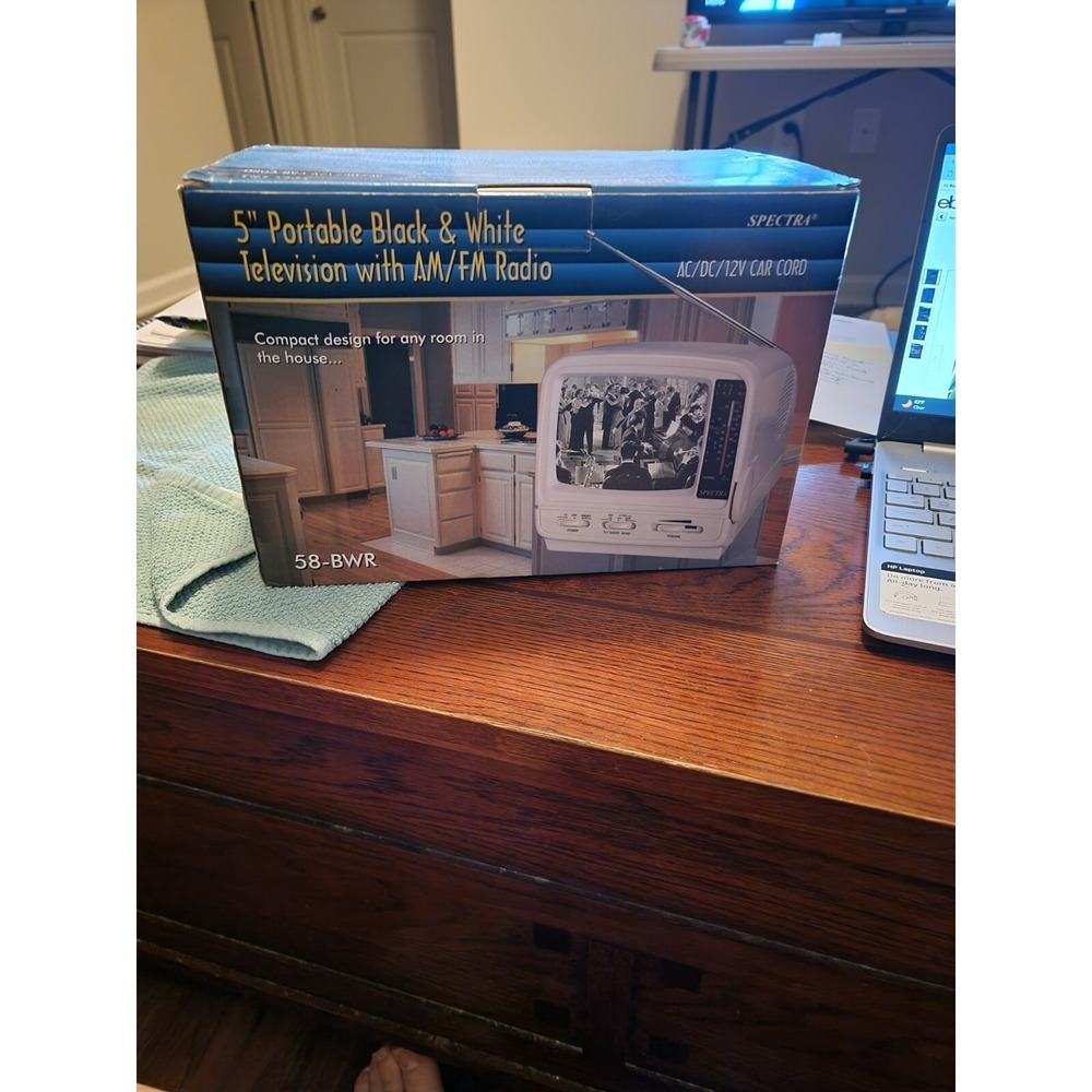 Spectra‎ | 5" Portable B&W Television TV | AM/FM Radio | 58-BWR-W  ###